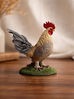 Resin Rooster Hand Painted Figurine Farmhouse Decor